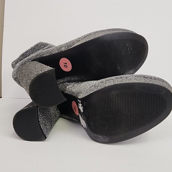 Madden Girl Fave Silver Glitter Platform Heeled Ankle Boots 10 - Picture 9 of 9